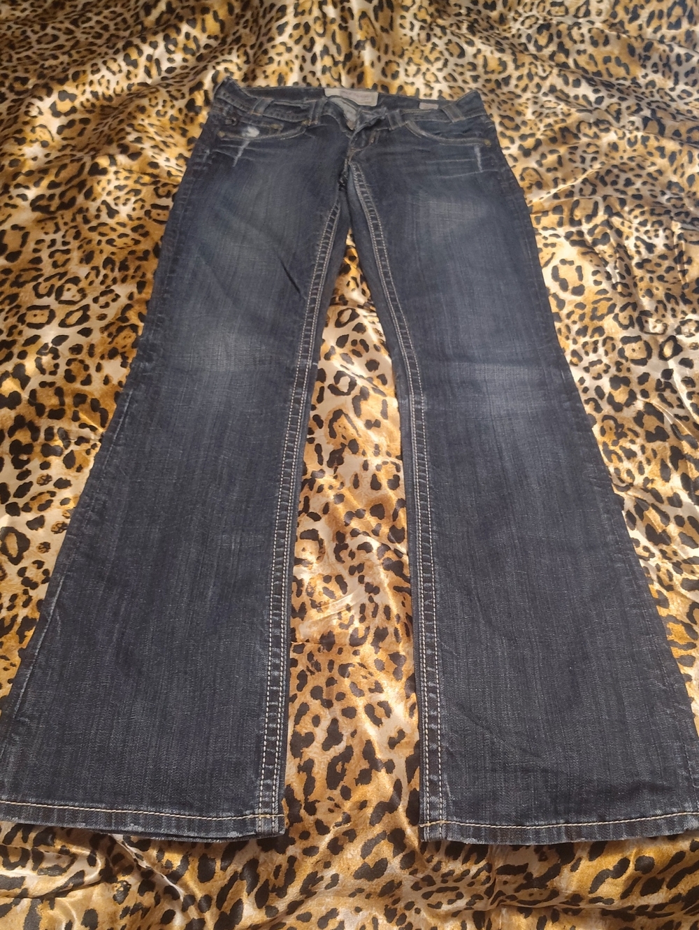 Women's Dark Blue Bootcut Jeans - Mid Rise Flare